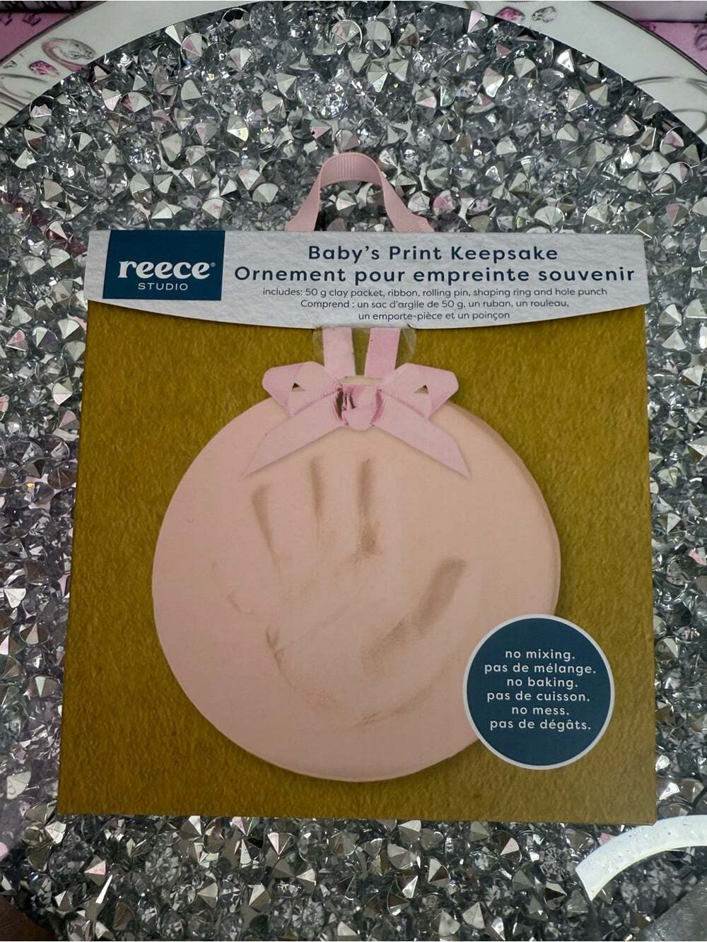 Reece Studio Baby's Print Keepsake Ornament in Pink